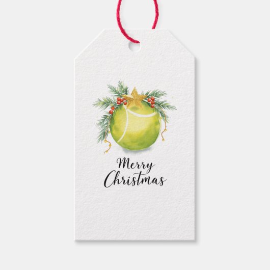 Tennisbal Kerstmis Cadeaulabel (Voorkant)