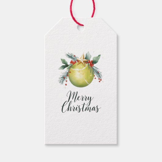 Tennisbal Kerstmis  Cadeaulabel (Voorkant)