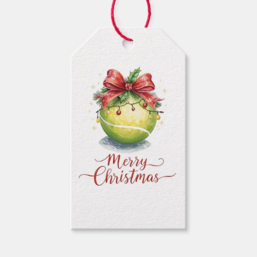 Tennisbal Kerstmis Cadeaulabel (Voorkant)
