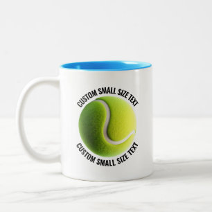 Tennisbal & Kleine Tekst LICHTBLAUW 325ml Custom Tweekleurige Koffiemok