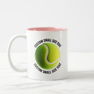 Tennisbal & Kleine Tekst ROZE 325ml Custom Tweekleurige Koffiemok