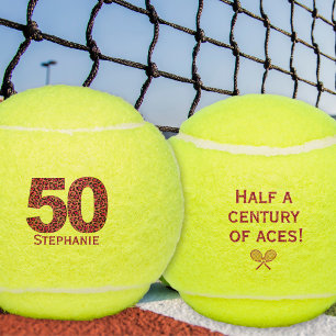 tennisbal luipaard 50e verjaardag cadeau nummer 50 tennisballen