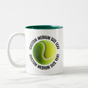 Tennisbal & Medium tekst JAGERGROEN 325ml Custom Tweekleurige Koffiemok