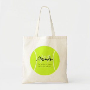 Tennisbal met aangepaste naam & tekst tote bag