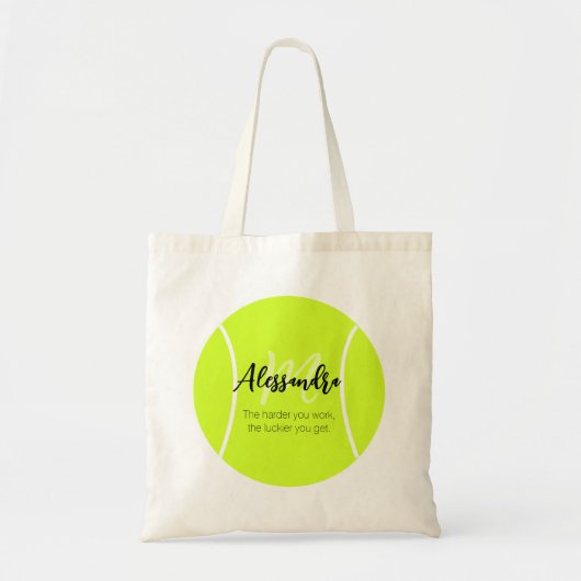 Tennisbal met aangepaste naam & tekst tote bag (Voorkant)