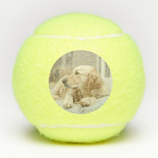 Tennisbal met afbeelding van golden retriever tennisballen (Voorkant)