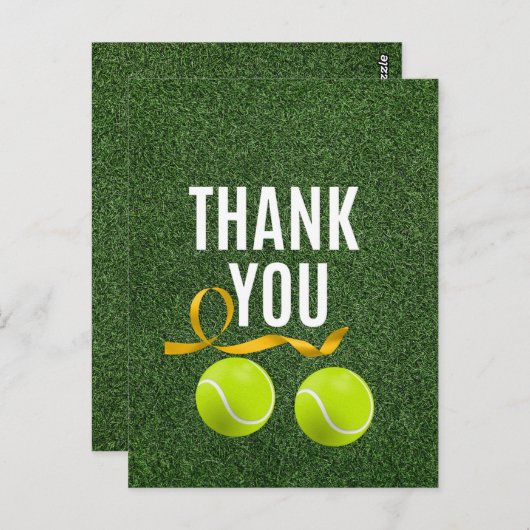 Tennisbal met bedanktekst briefkaart (Voorkant / Achterkant)