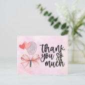 Tennisbal met blauw racket Dank u Briefkaart (Staand voorkant)