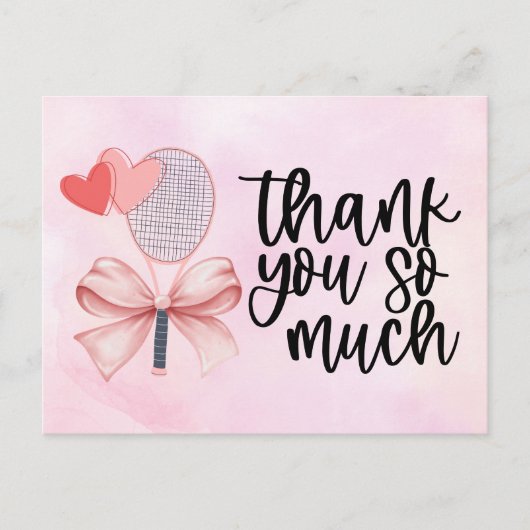 Tennisbal met blauw racket Dank u Briefkaart (Voorkant)
