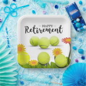 Tennisbal met bloem voor speler Retirement Papieren Bordje (Feest)
