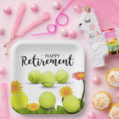 Tennisbal met bloem voor speler Retirement Papieren Bordje (Feest)