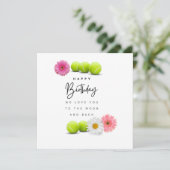 Tennisbal met bloem voor verjaardagskaart kaart (Staand voorkant)