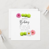 Tennisbal met bloem voor verjaardagskaart kaart (Voorkant / Achterkant in situ)
