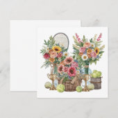 Tennisbal met bloemen van een tennisspeler bedankkaart (Voorkant / Achterkant)