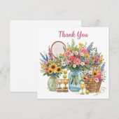 Tennisbal met bloemen van een tennisspeler bedankkaart (Voorkant / Achterkant)