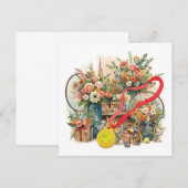 Tennisbal met bloemen van een tennisspeler bedankkaart (Voorkant / Achterkant)