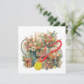 Tennisbal met bloemen van een tennisspeler bedankkaart (Staand voorkant)