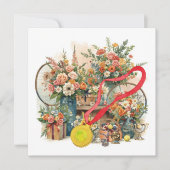 Tennisbal met bloemen van een tennisspeler bedankkaart (Voorkant)