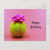 Tennisbal met gelukkig verjaardagswoord op roze briefkaart (Voorkant)