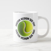 Tennisbal met gepersonaliseerde tekst op maat grote koffiekop (Rechts)