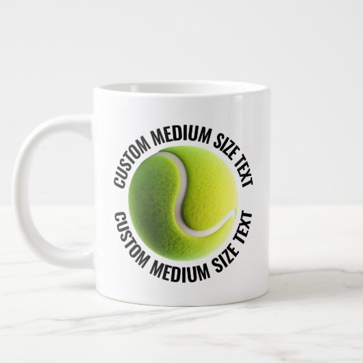 Tennisbal met gepersonaliseerde tekst op maat grote koffiekop (Links)
