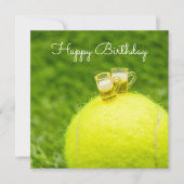 Tennisbal met glas bier verjaardag (Voorkant)
