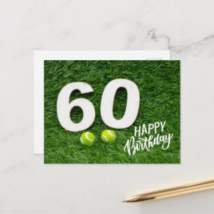 Tennisbal met Happy 60th Birthday Briefkaart