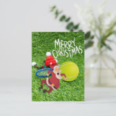 Tennisbal met kerstkerstmis briefkaart (Staand voorkant)