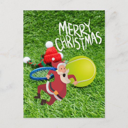Tennisbal met kerstkerstmis briefkaart (Voorkant)