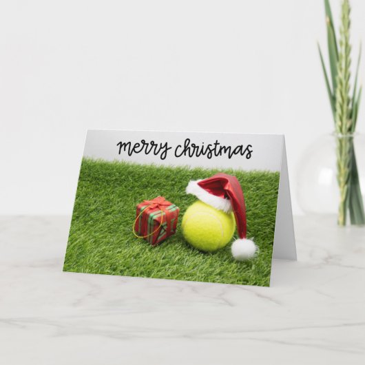 Tennisbal met kerstmis feestdagen kaart (Voorkant)