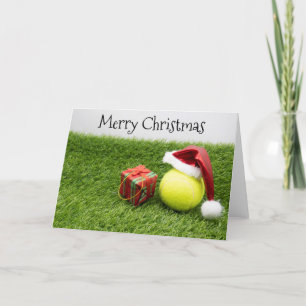 Tennisbal met kerstmis feestdagen kaart