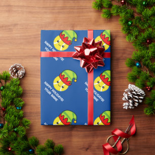 Tennisbal met kerstmis met elf pet, aangepast kind cadeaupapier