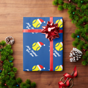 Tennisbal met kerstmuts Kerstcadeau Cadeaupapier