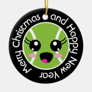 Tennisbal met kerstwens, aanpasbaar keramisch ornament