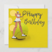 Tennisbal met racket op geel kaart (Voorkant)