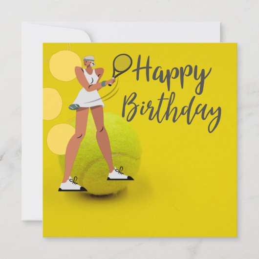 Tennisbal met racket op geel kaart (Voorkant)