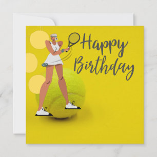 Tennisbal met racket op geel kaart