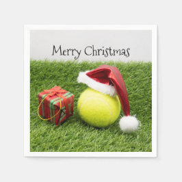 Tennisbal met Santa hat Christmas Paper Bord Servet