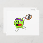 Tennisbal met Tennis racket Briefkaart (Voorkant / Achterkant)