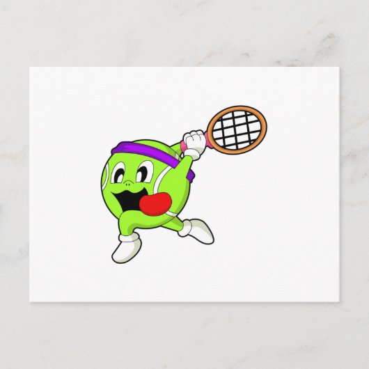 Tennisbal met Tennis racket Briefkaart (Voorkant)