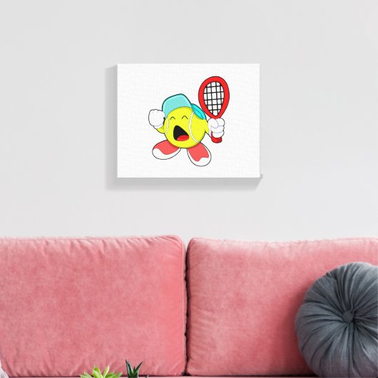 Tennisbal met Tennis racket Canvas Afdruk (Insitu (Woonkamer))