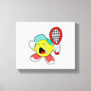 Tennisbal met Tennis racket Canvas Afdruk