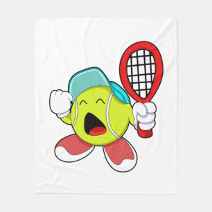Tennisbal met Tennis racket Fleece Deken