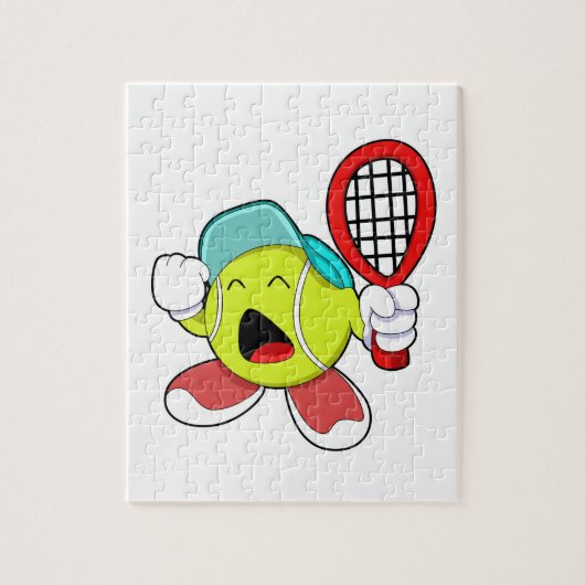 Tennisbal met Tennis racket Legpuzzel (Verticaal)