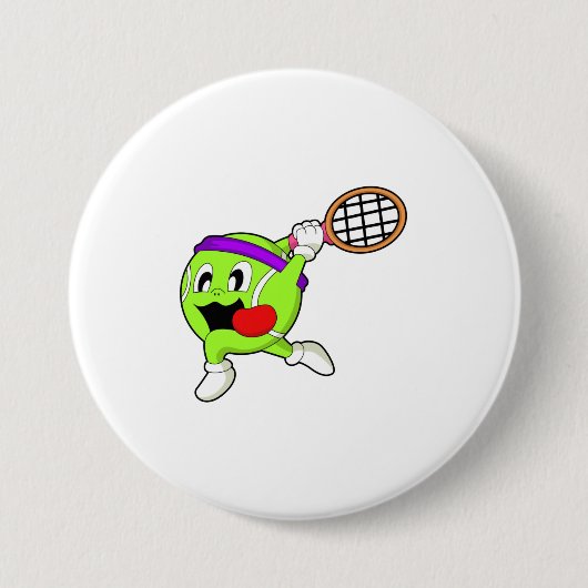Tennisbal met Tennis racket Ronde Button 7,6 Cm (Voorkant)
