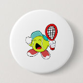 Tennisbal met Tennis racket Ronde Button 7,6 Cm (Voorkant)