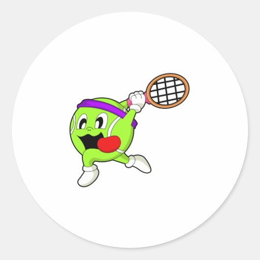Tennisbal met Tennis racket Ronde Sticker (Voorkant)