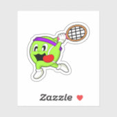 Tennisbal met Tennis racket Sticker (Vel)
