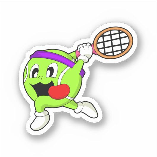 Tennisbal met Tennis racket Sticker (Voorkant)