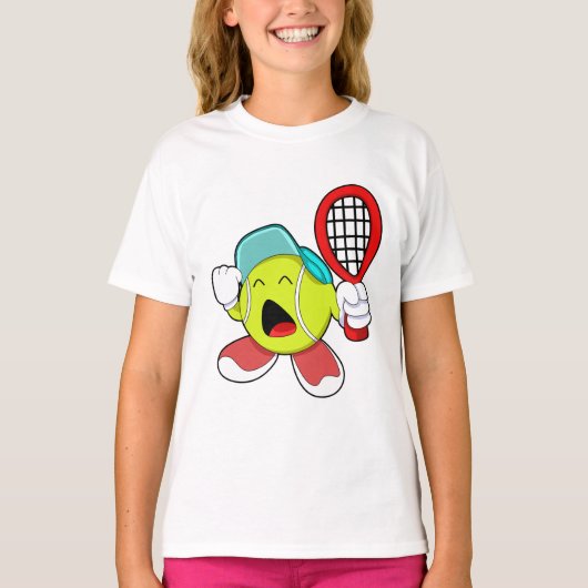 Tennisbal met Tennis racket T-shirt (Voorkant)
